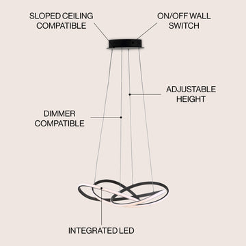 Alexia 25" Abstract Integrated LED Metal Adjustable Pendant